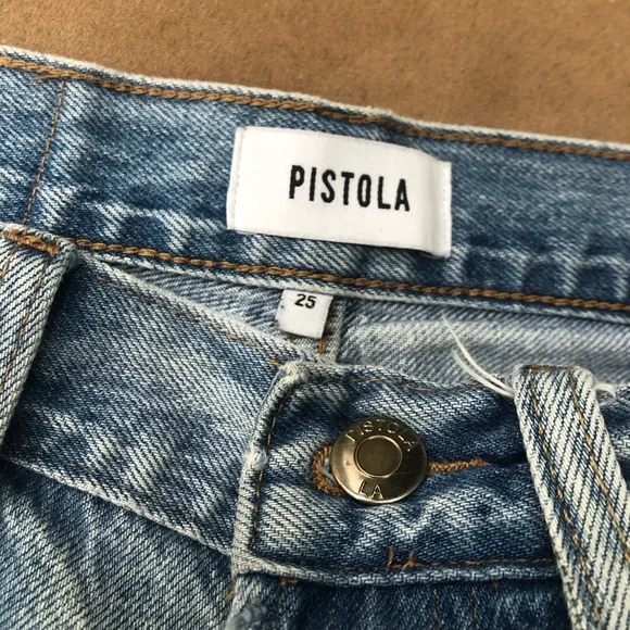 PISTOLA Charlie High Rise Straight Leg Jeans | Light Wash Denim | Size 25 - Picture 4 of 8